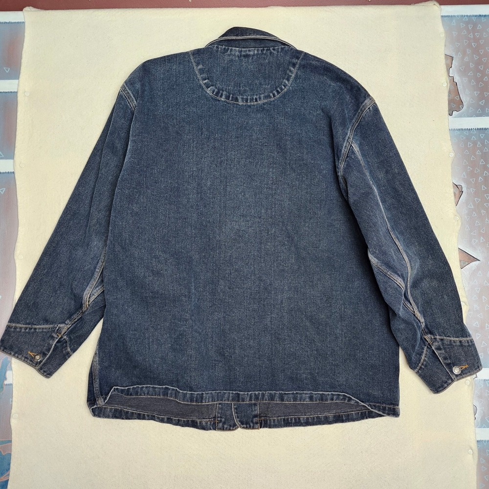 Vintage Guess Jeans USA Chore Coat Mens XL+ 90s Workwear Dark Wash Denim Boxy - Picture 5 of 8